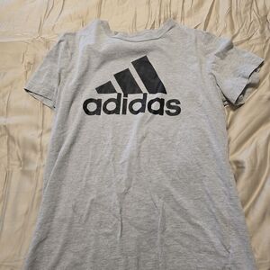 Adidas Kids 18/20 Light Gray Tee with Black Logo